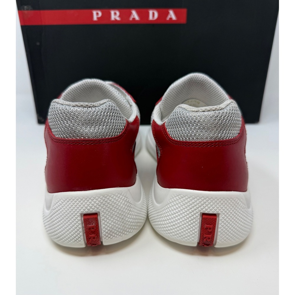 Prada Americas Cup Sneaker Leather Red Size 8.5 US 7.5 UK - Picture 5 of 10